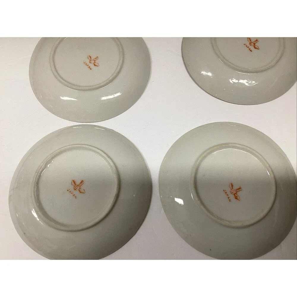 1950s vtg child tea set moss rose 28 pcs miniature bone china Japan crane
